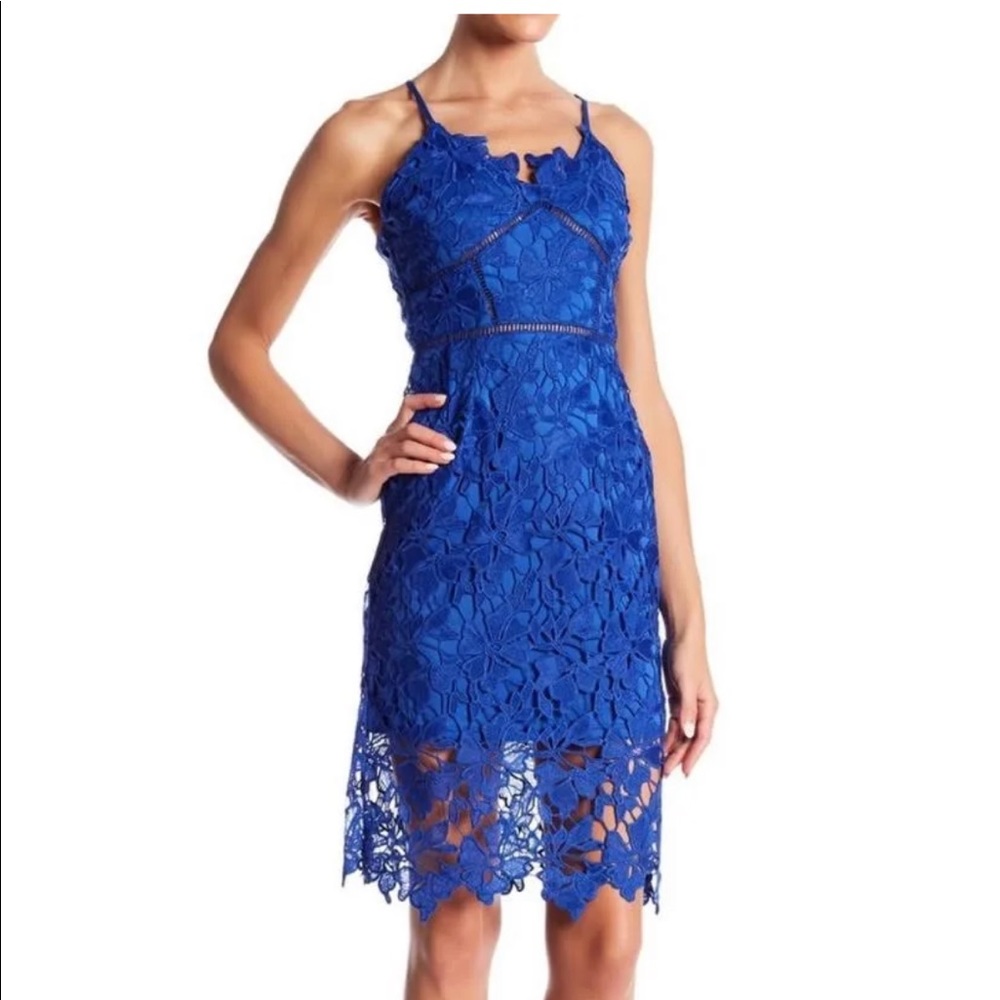 Love Ady Blue Lace Shift Dress